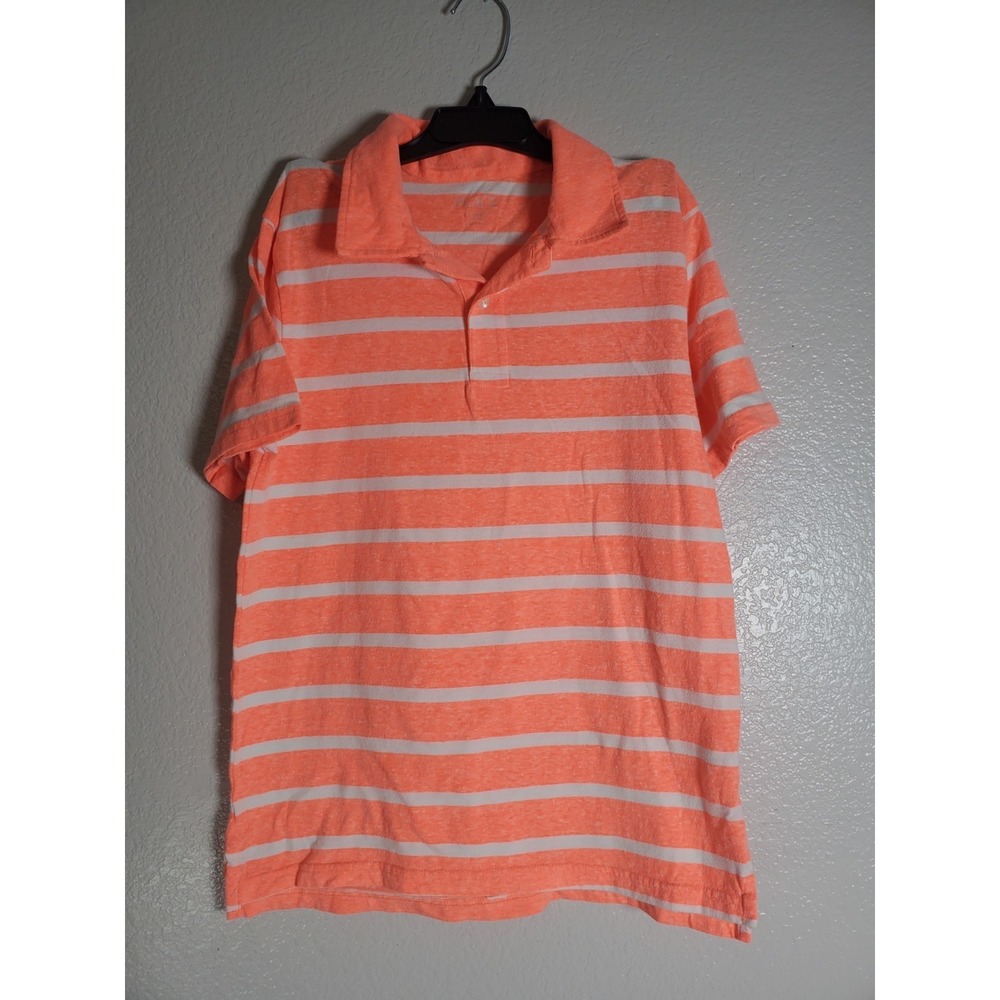 The Children's Place Boys Polo Shirt Orange White Striped Short Sleeve Size L